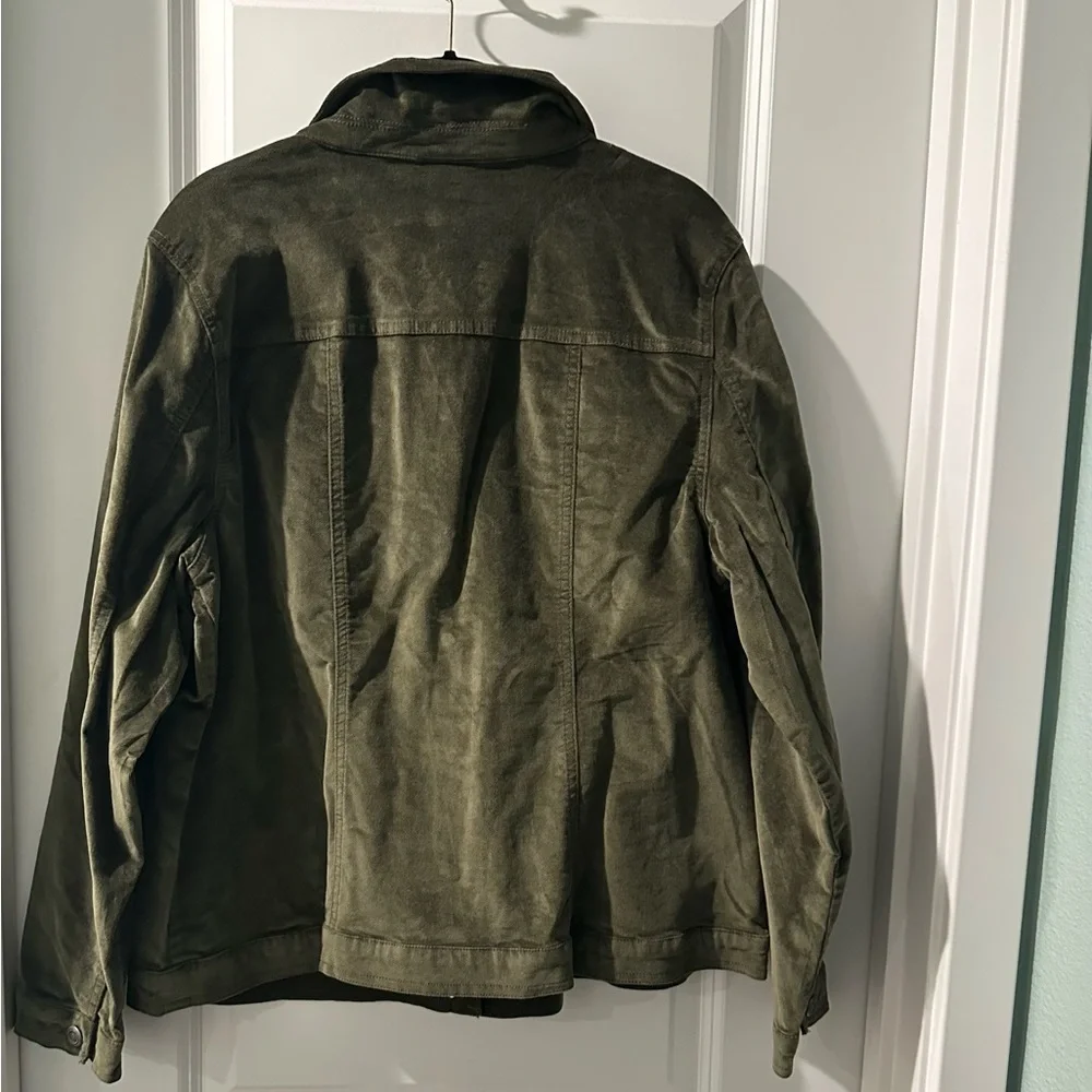 DG2 by Diane Gilman Stretch Corduroy Button-Front Jacket Olive XL - Picture 3 of 4
